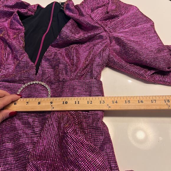 NWT PatBO Pink Metallic Drape Mini Dress Size 6/38 - Picture 8 of 10